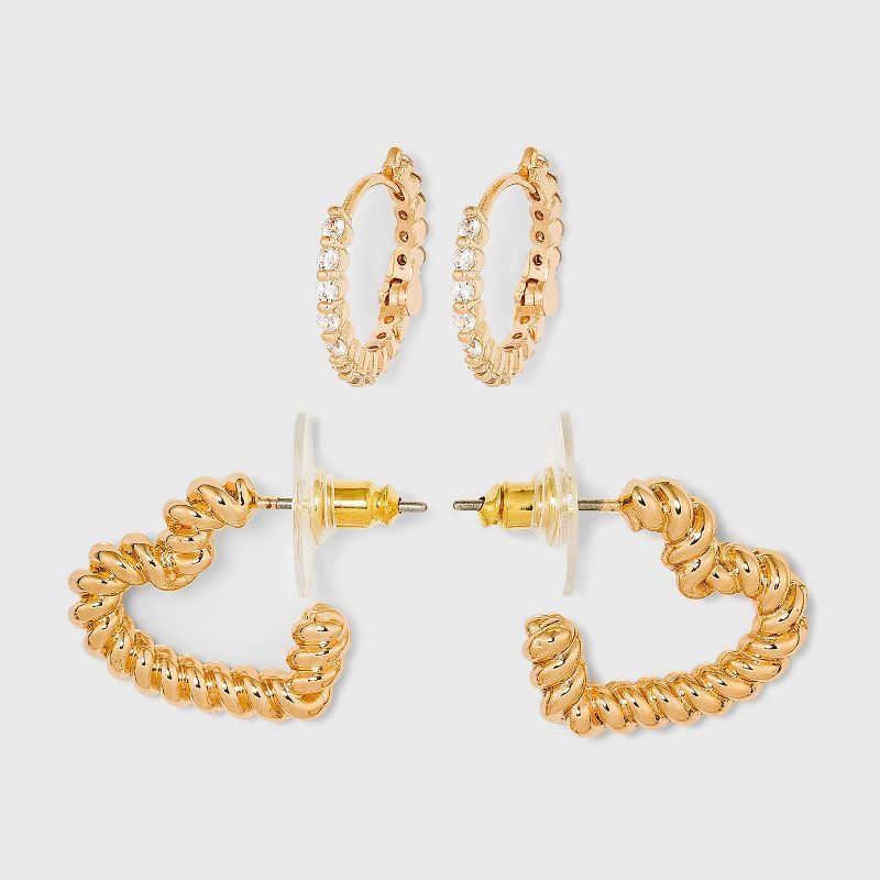 SUGARFIX by BaubleBar Crystal and Gold Beaded Hoop Earring Set 2pc - Gold | Target