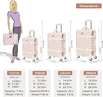 urecity vintage suitcase set for women, vintage luggage sets for women 2 piece, cute designer tru... | Amazon (US)