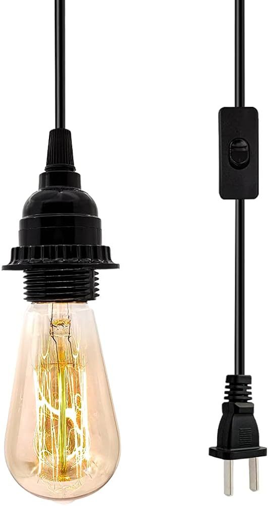 Plug in Hanging Light Kit, Industrial Pendant Lighting Fixture, E26 E27 Retro Hanging Lights with... | Amazon (US)