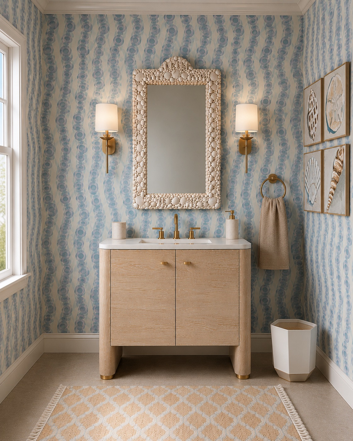 Coastal powder bathroom design!

#LTKdayinmylife #LTKHome #LTKSaleAlert