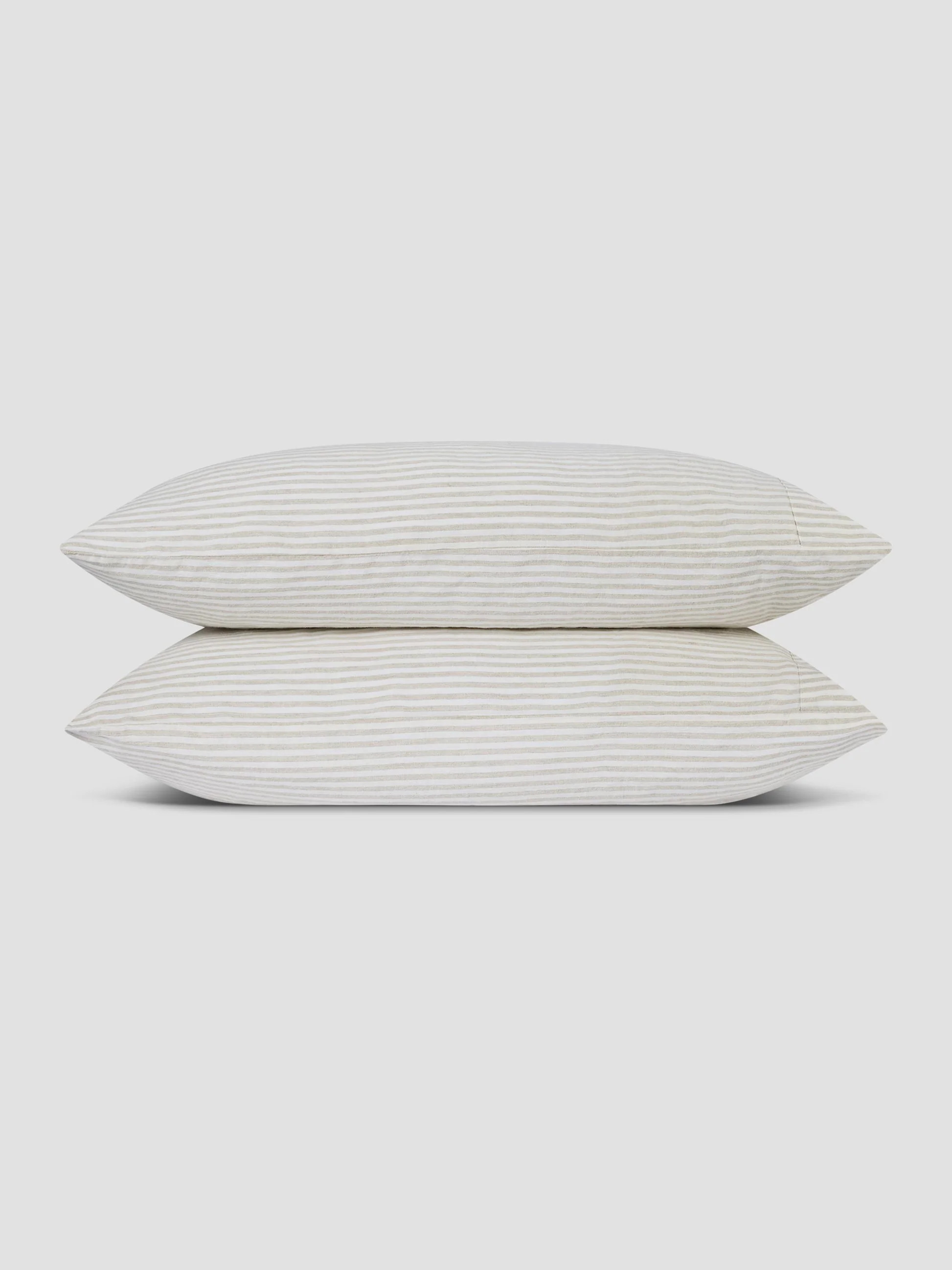Oatmeal Stripe Linen Blend Pillowcase (Pair) | Piglet
