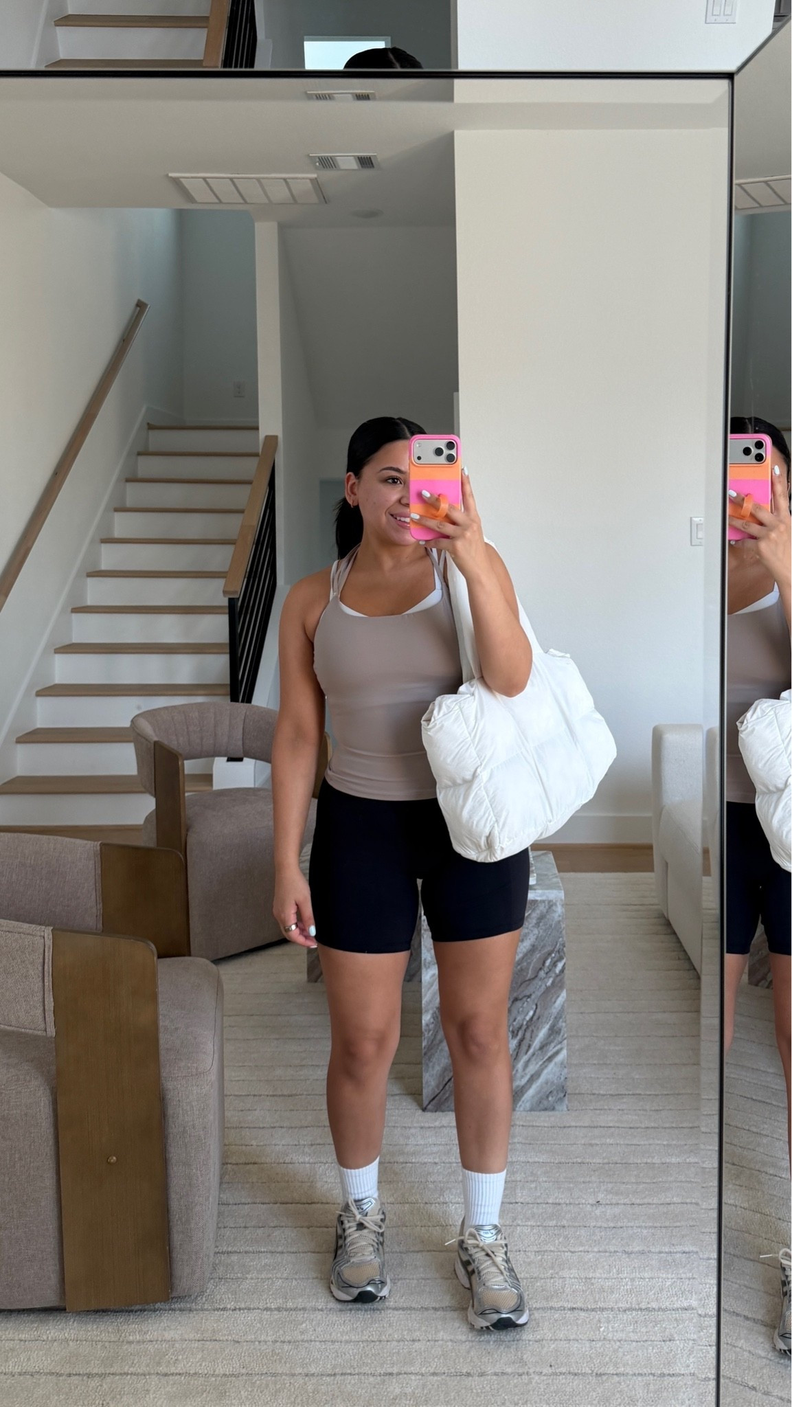 Sports bra: 2 
Shorts: small
Tank: small
Sneakers: 6.5 women 
White grip socks 
Gym bag 
Hot pilates outfit

#LTKgrwm #LTKootd #LTKActive
