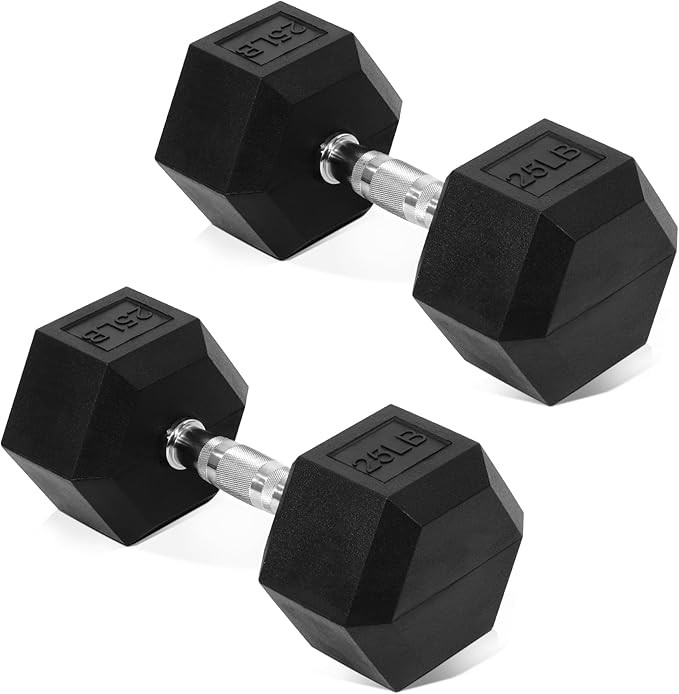 Fitvids Hex Dumbbells Rubber Coated Hand Weights for Exercises and Fitness Home Gym, 5-50 LB Pair | Amazon (US)