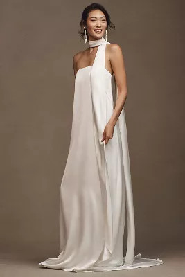 Jenny Yoo Celeste Strapless Satin Sheath Wedding Gown | Anthropologie (US)