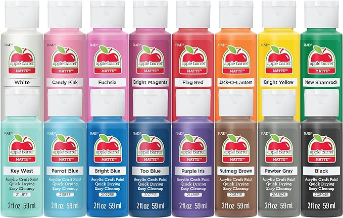 Apple Barrel, Vibrant Spectrum Collection Acrylic Craft Paint, PROMOABIII, 2 fl oz each, 16 assor... | Amazon (US)