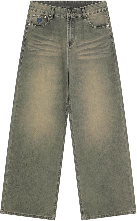 Aelfric Eden Men's Jean Pants Mud Dyeing Washed Jeans Loose Casual Wide Leg Denim Pants Streetwea... | Amazon (US)