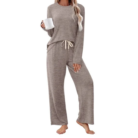 WIHOLL Pajamas for Women Set Comfy Lounge Sets Two Piece Long Sleeve Cute Pjs Soft Sleepwear Wint... | Walmart (US)