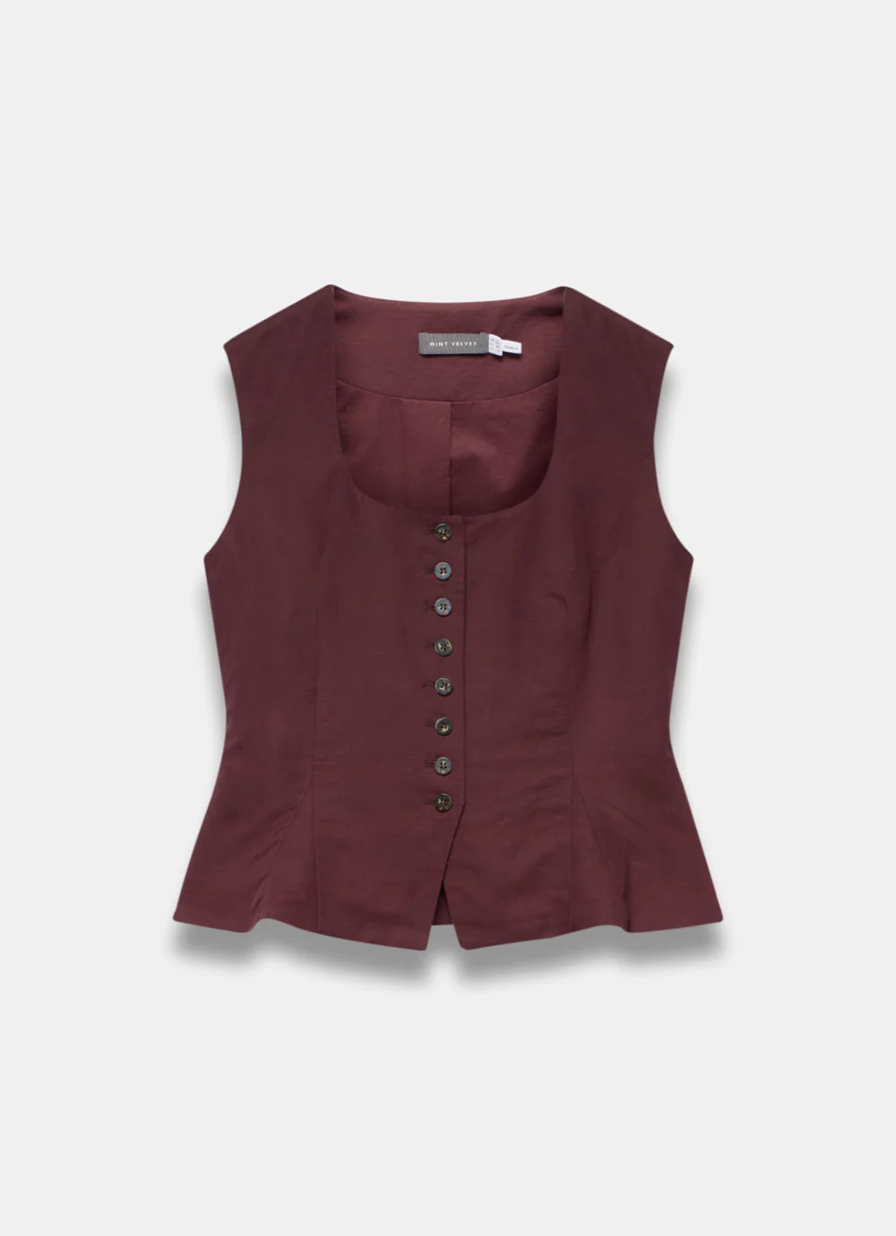 Pale Blue Linen Blend Peplum Waistcoat | Mint Velvet