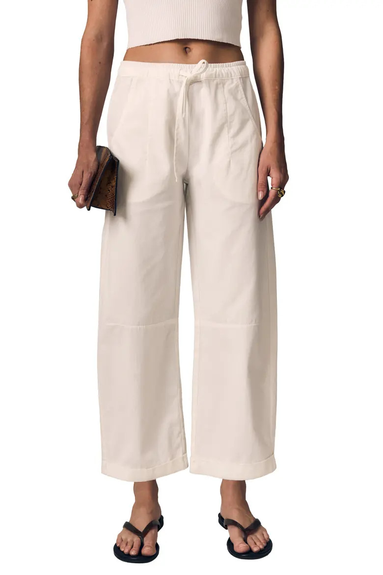 LE JEAN Mara Wide Leg Cotton Sateen Drawstring Pants (Women) | Nordstrom | Nordstrom