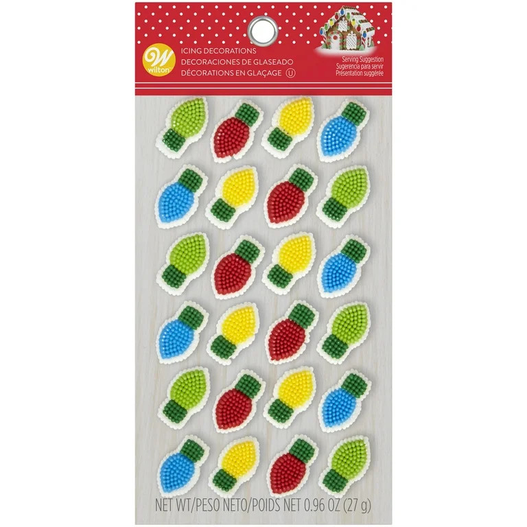 Wilton Christmas Icing Decorations, Light Bulbs, Assorted Colors, Edible Sugar Shapes, Dot Matrix... | Walmart (US)