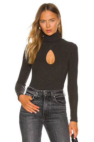 KENDALL + KYLIE Turtleneck Keyhole Bodysuit in Charcoal from Revolve.com | Revolve Clothing (Global)