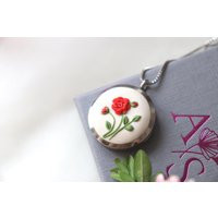 Red Rose Locket Necklace - Handmade Floral Pendant, Romantic Gift, Personalized Keepsake Jewelry | Etsy (US)