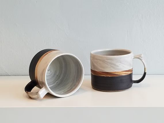 Marble Mug With Satin White Glaze Interior and Matte Black | Etsy | Etsy (US)