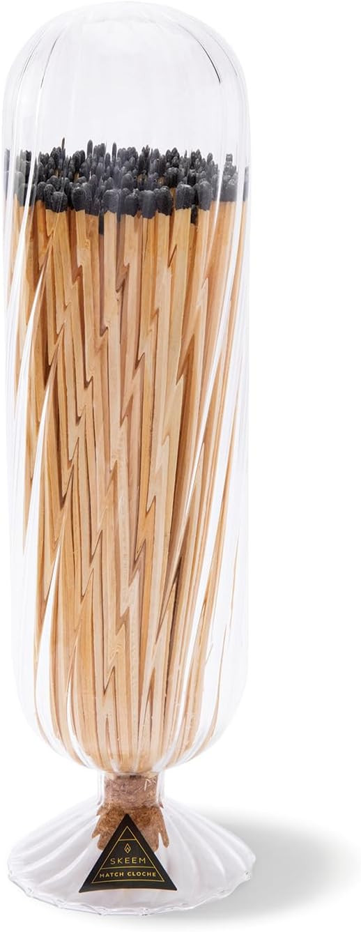 Skeem Helix Fireplace Glass Match Cloche with Striker - Includes 120 Long Matches (Black-Tipped M... | Amazon (US)