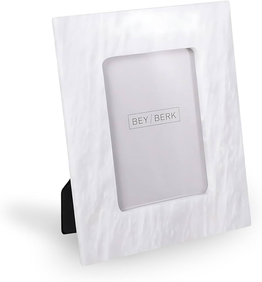 Bey-Berk White Marble Photo Frame 5" x 7" – Vertical or Horizontal Picture Holder for Tabletop,... | Amazon (US)