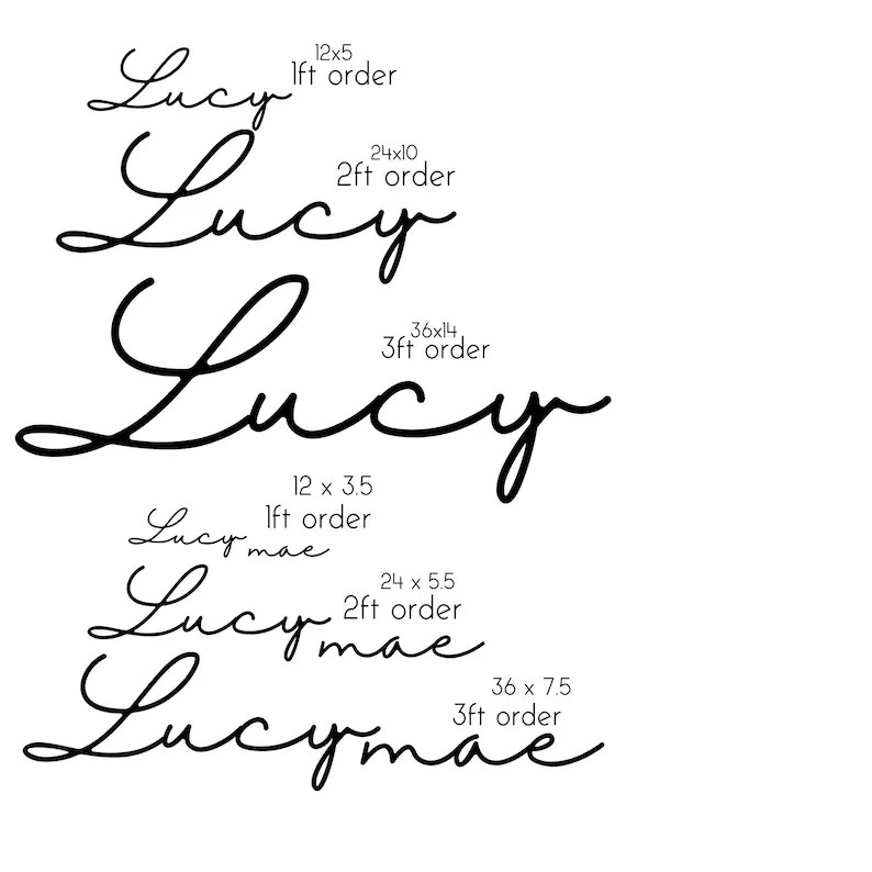 Wood Script Nursery Baby Room Name Laser Cut Sign Cursive First and Middle Name Signature Font Fl... | Etsy (US)