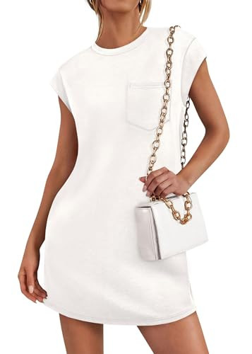 KIRUNDO T Shirt Summer Dresses for Women 2026 Mini Cap Sleeve Shift Sundress Spring Casual Loose ... | Amazon (US)