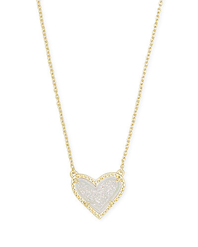 Ari Heart Gold Pendant Necklace in Iridescent Drusy | Kendra Scott