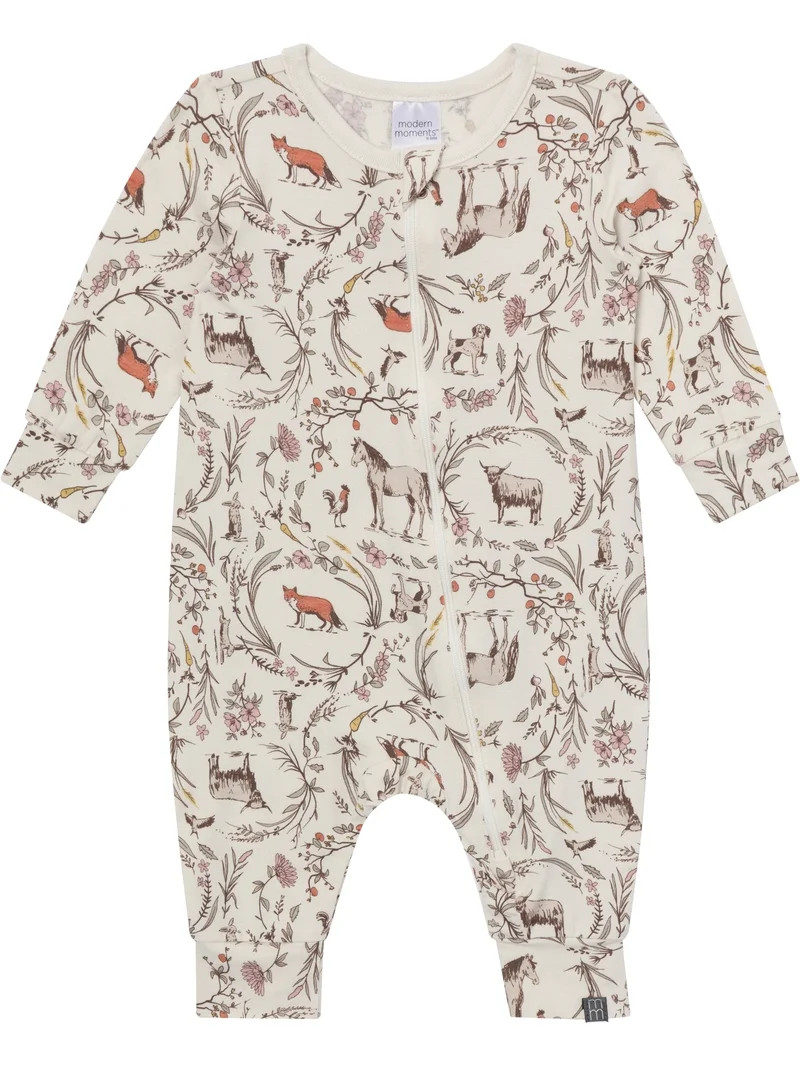 Modern Moments by Gerber Neutral Two-Way Zip Viscose Coverall, Sizes Newborn - 24 Months | Walmart (US)