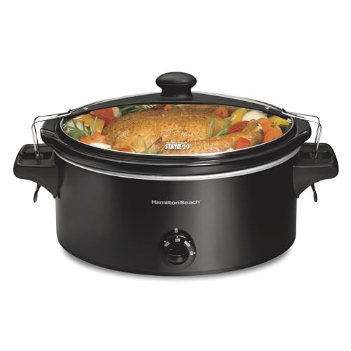 Hamilton Beach Stay or Go Portable Slow Cooker with Lid Lock, Dishwasher-Safe Crock, 6-Quart, Black 33261 | Amazon (US)