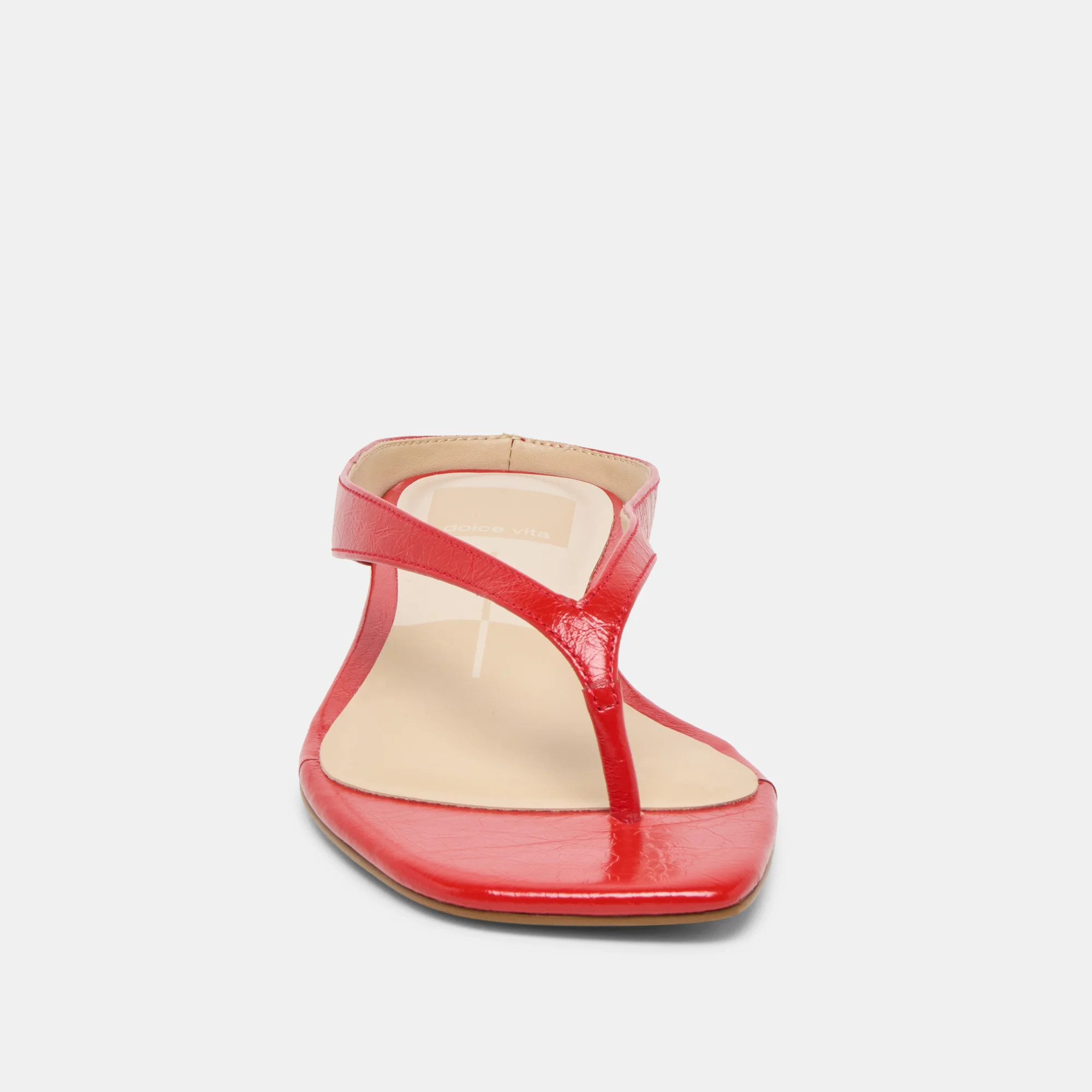 GIZEL Red Crinkle Patent Thong Square-Toe Sandals | Dolce Vita | DolceVita.com