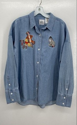Disney Winnie The Pooh Women's Denim Button Up Shirt - Size M | eBay US