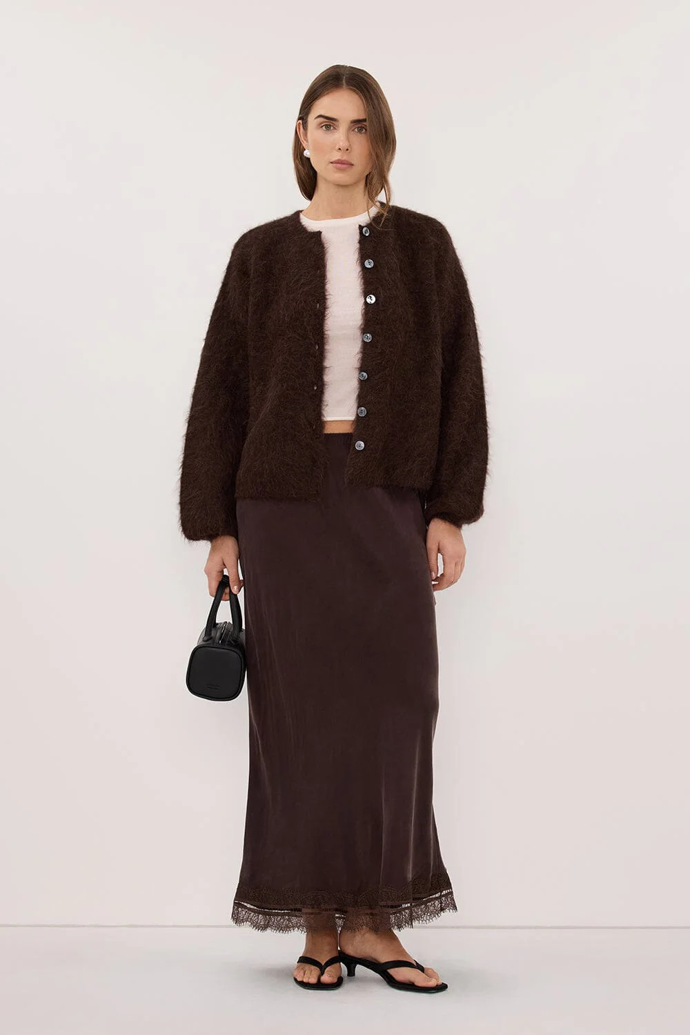 SALMA CHOC KNIT CARDIGAN | DISSH