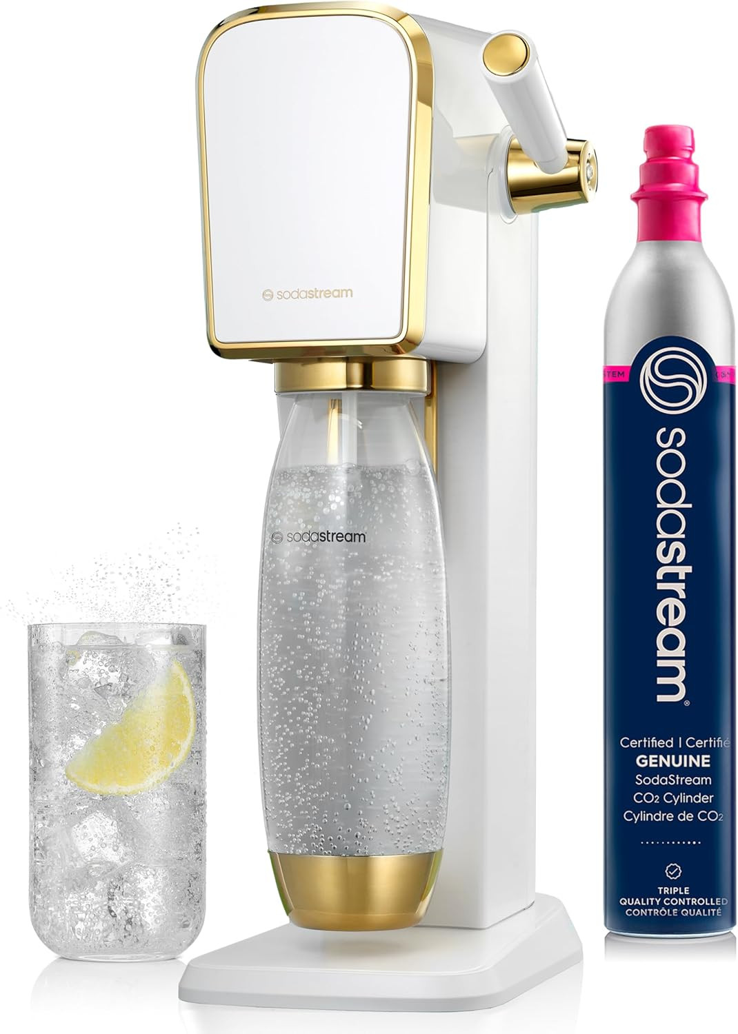 SodaStream Art Sparkling Water Maker (White/Gold) with CO2 and Carbonating Bottle | Amazon (US)