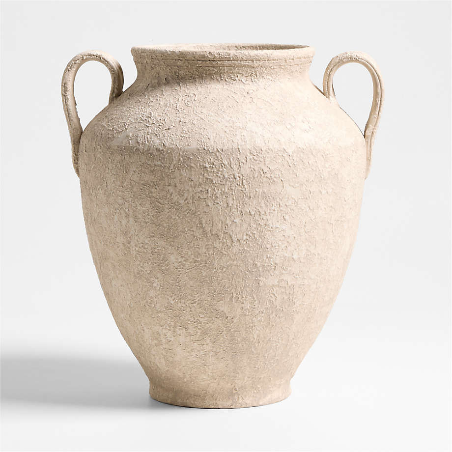 Antiguo White Terracotta Vase 8" + Reviews | Crate & Barrel | Crate & Barrel