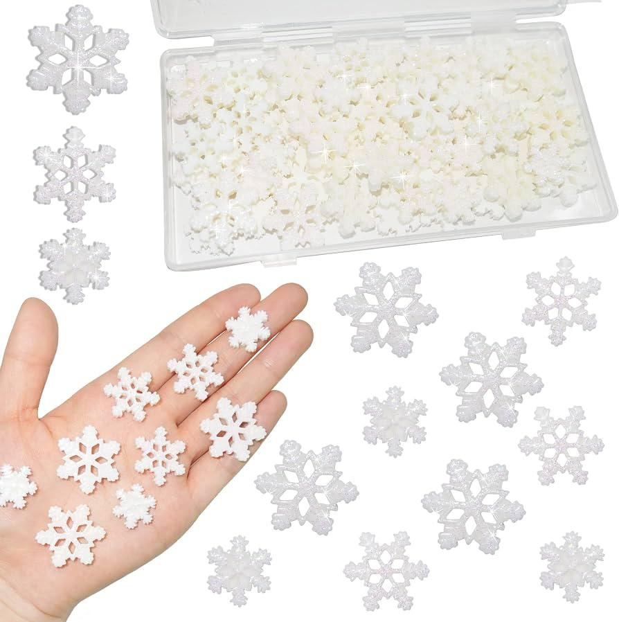 HADDIY Small Snowflakes for Craft,60 Pcs White Glitter Plastic Mini Snowflake for Christmas Embel... | Amazon (US)