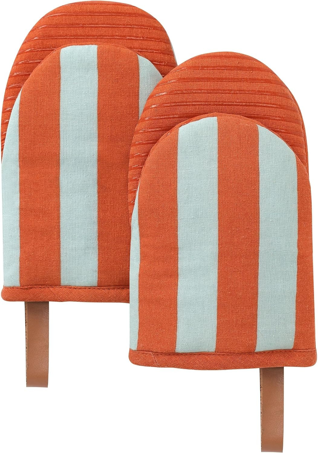 Folkulture Fall Oven Mitts, Striped Orange & White, Set of 2 (5.75"x9") | Amazon (US)
