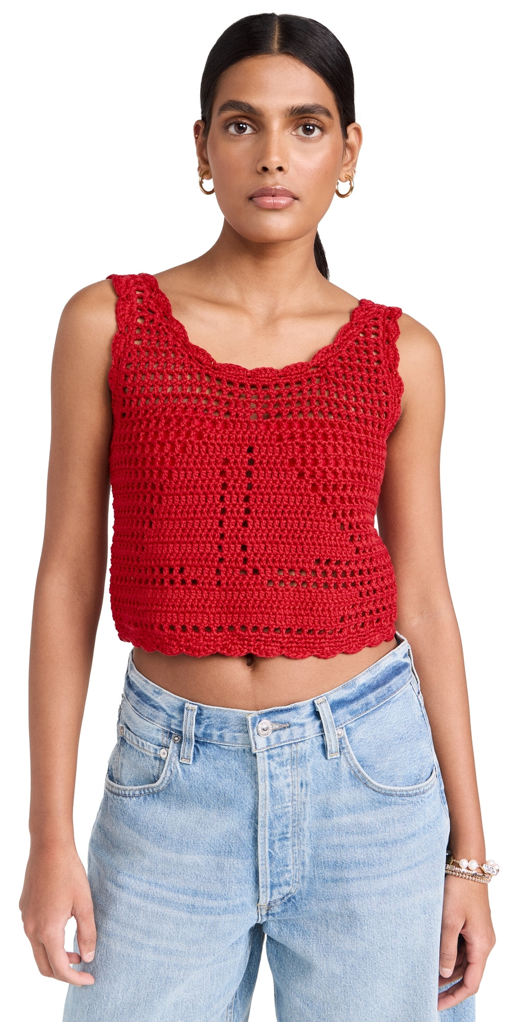 Suzie Kondi Chania Crochet Tank Cherry XL | Shopbop