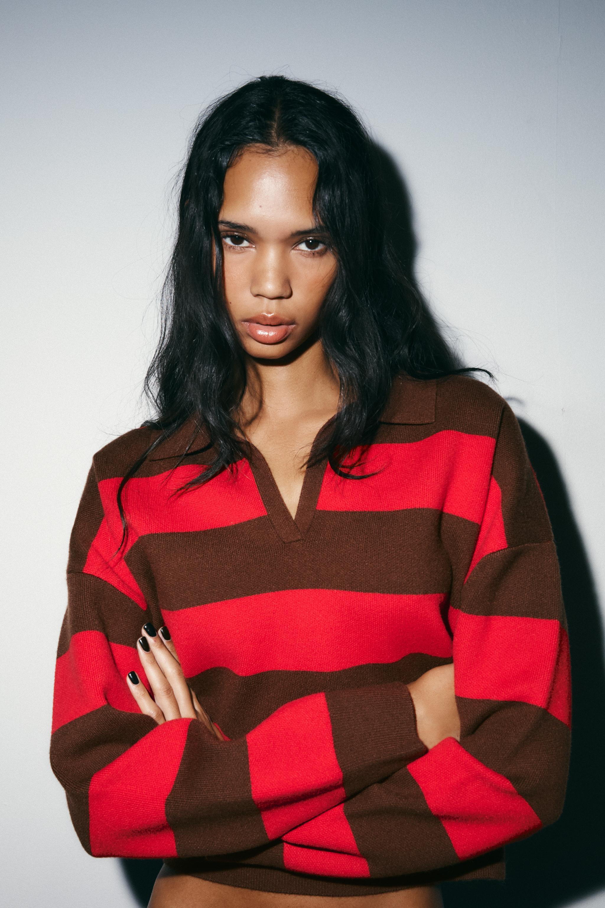 STRIPED KNIT POLO SHIRT | Zara US