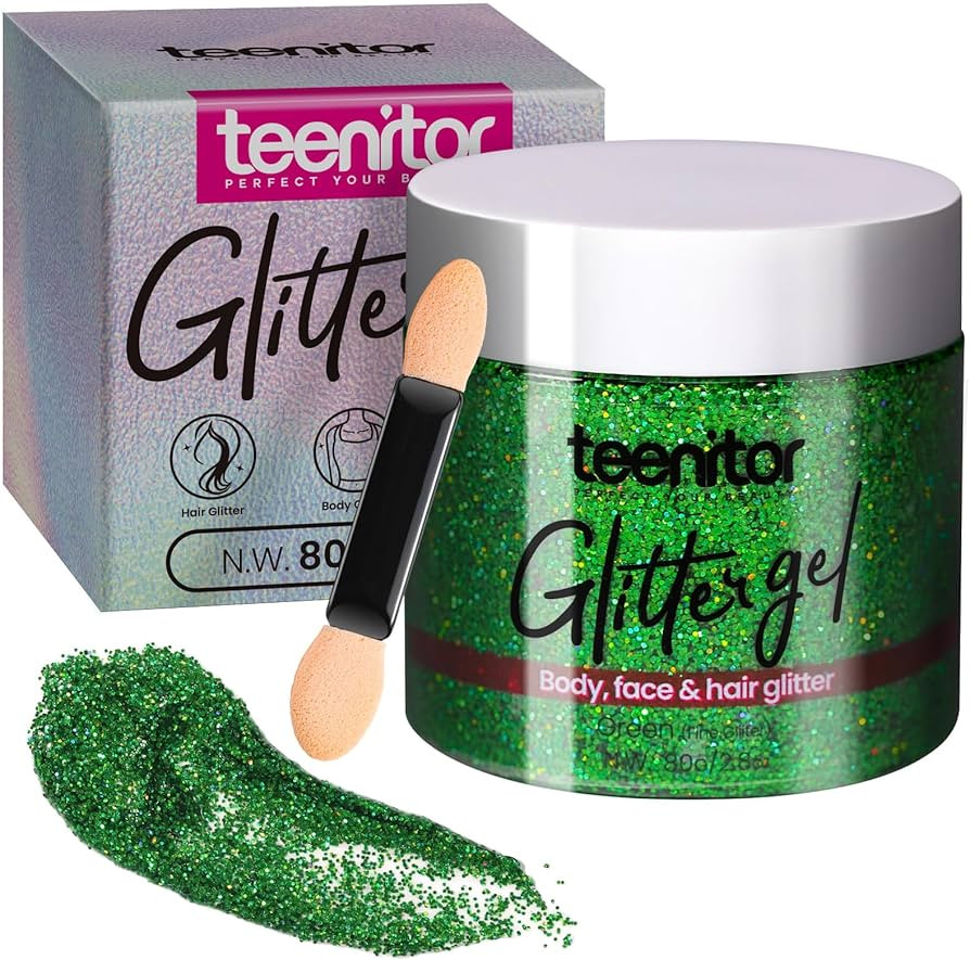 Teenitor Green Body Glitter Gel, Face Glitter Makeup, Green Glitter, Hair Glitter Gel for Kids, F... | Amazon (US)