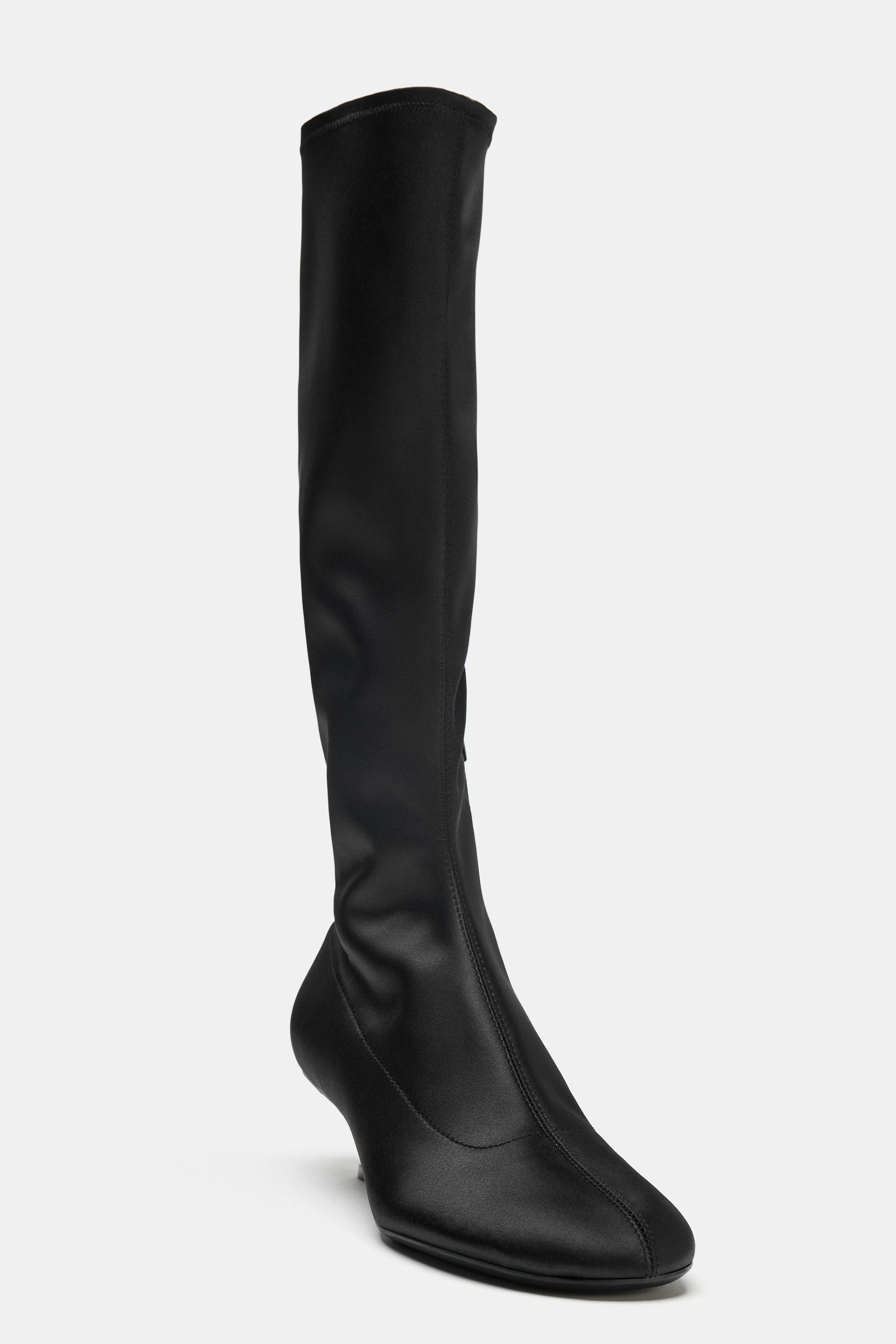 SATIN KITTEN HEEL BOOTS | Zara DE
