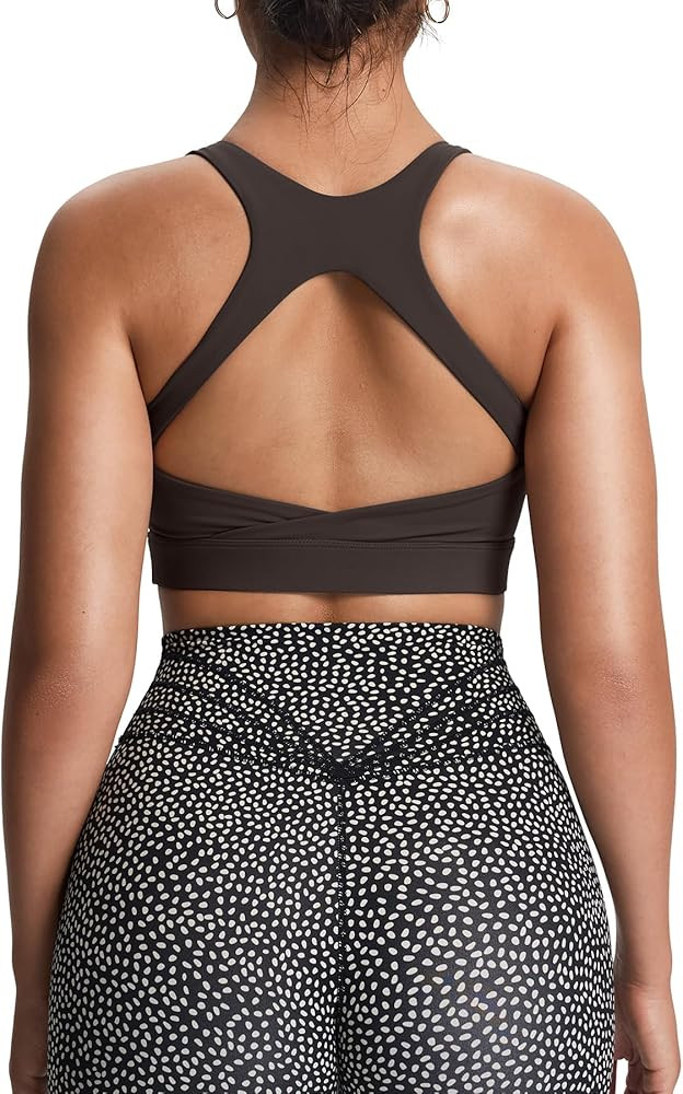 Aoxjox Women's Workout Sports Bras High Impact Fitness Training Gym Khloe Bra Yoga Crop Tank | Amazon (US)