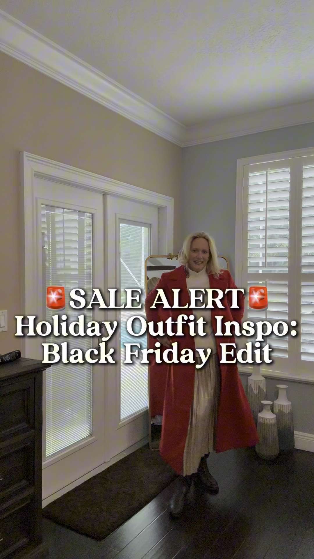 Every Piece Shown is currently on sale…Incredible Black Friday Deals on these Holiday Outfit Inspo Pieces! 

This red coat is incredible and a steal at its current price (it also comes in Black too), but it will instantly turn any outfit into a festive OOTD! 

I have paired it with a super soft sweater and stunning gold pleated skirt from Loft, also currently having a HUGE sale! Don’t sleep on these deals! You won’t regret these purchases! 

The most stunning holiday outfit and, best of all, these are timeless pieces that will last you forever and can be mixed and matched in so many ways!

*Note: my Boots are an older version of the Tory Burch Riding Boots linked and also on sale 

#LTKOver40 #LTKCyberWeek #LTKHoliday