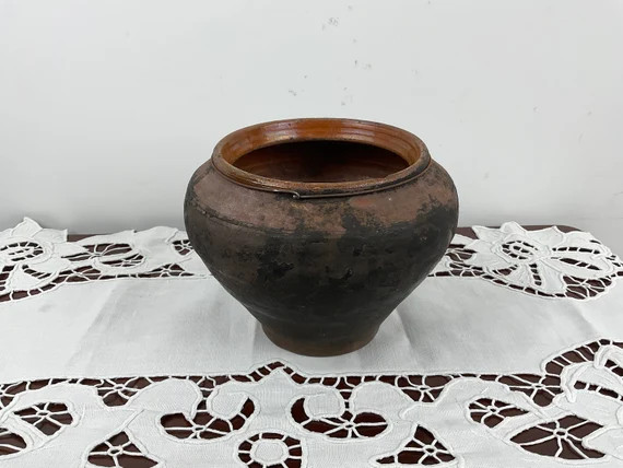 Old Small Clay Vessel Ceramic Pot Primitive Vase Old Farmhouse Décor | Etsy (US)