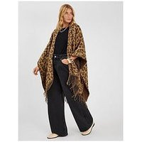 Accessorize Leopard Print Poncho - Brown | Very (UK)