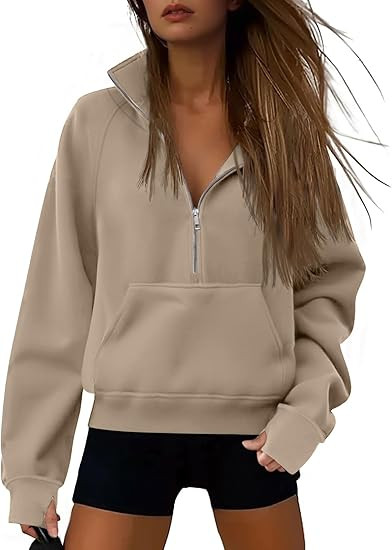 ATHMILE Womens Sweatshirts Half Zip Cropped Pullover Fleece Quarter Zipper Hoodies 2025 Fall Fash... | Amazon (US)