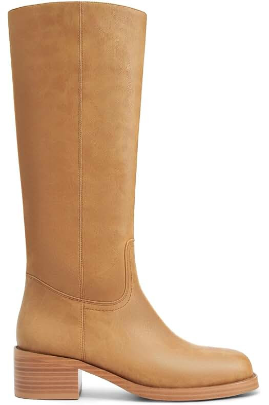 DREAM PAIRS Women's Square Toe Platform Chunky Block Heel Knee High Riding Boots | Amazon (US)