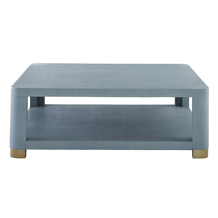 Capri Coffee Table Square Wood & Colored Rafia Accent Furniture | Ballard Designs, Inc.