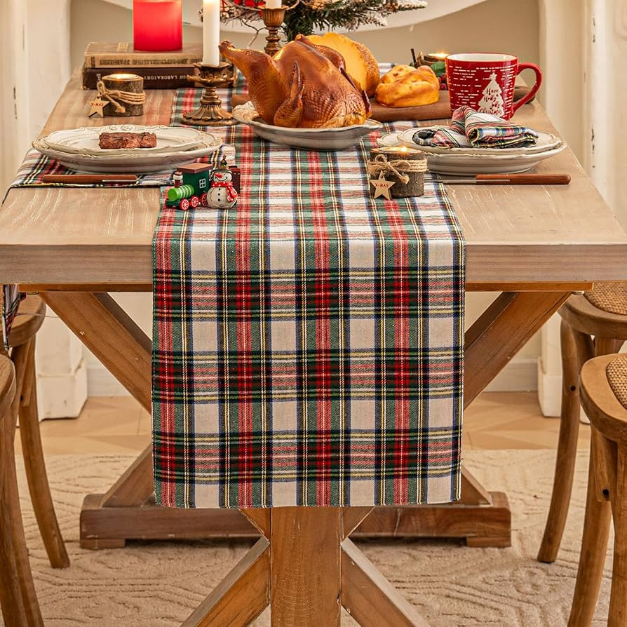 Red White Plaid Christmas Table Runner, Winter Holiday Table Runners 90 inches Long, Xmas Decorat... | Amazon (CA)