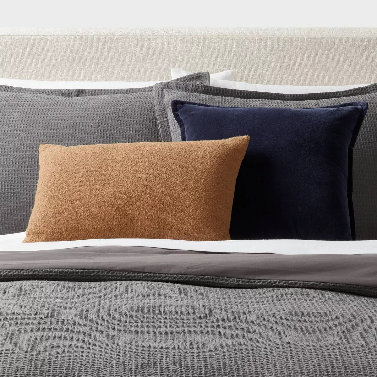 Oblong Boucle Color Blocked Decorative Throw Pillow Light Brown - Threshold\u2122 | Target
