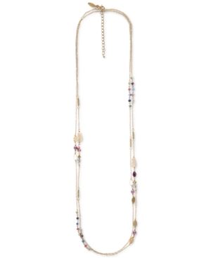Style & Co Gold-Tone Mixed Bead Double Chain Long Strand Necklace, 41" + 3" extender, Created for Ma | Macys (US)