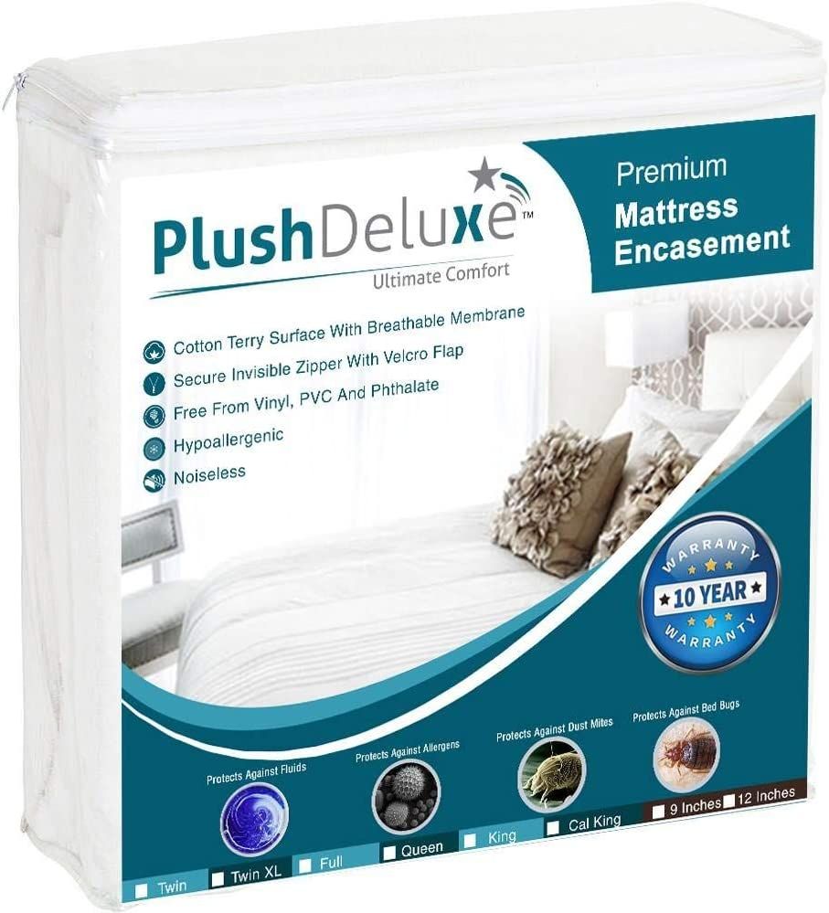 Amazon.com: PlushDeluxe Premium Zippered Mattress Encasement, Waterproof, 6-Sided Cover, Cotton T... | Amazon (US)