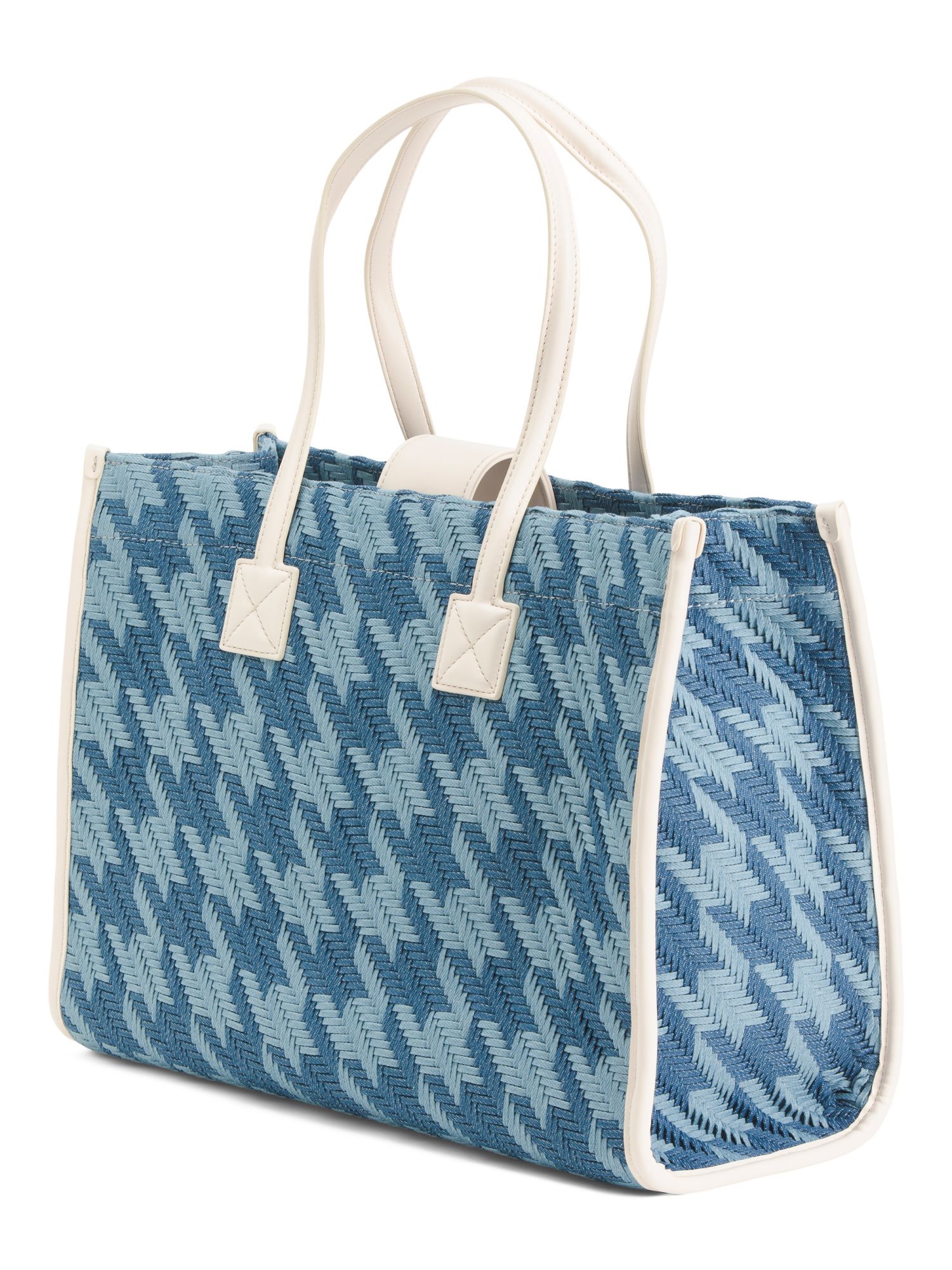 Saly Houndstooth Weave Large Tote With Contrast Trim | Handbags | Marshalls | Marshalls