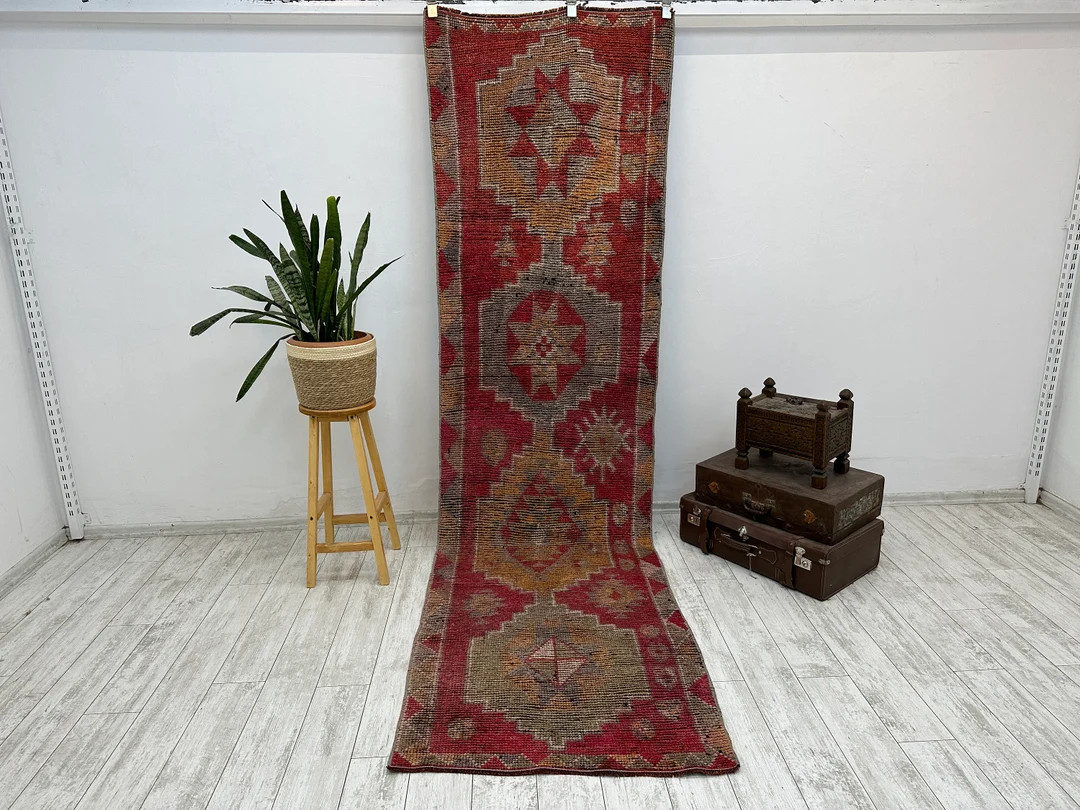 Runner Rug, Vintage Rug, Turkish Rug, Anatolian Rug, Rugs For Stair, 3x10.7 ft Orange Rug, Hallwa... | Etsy (US)