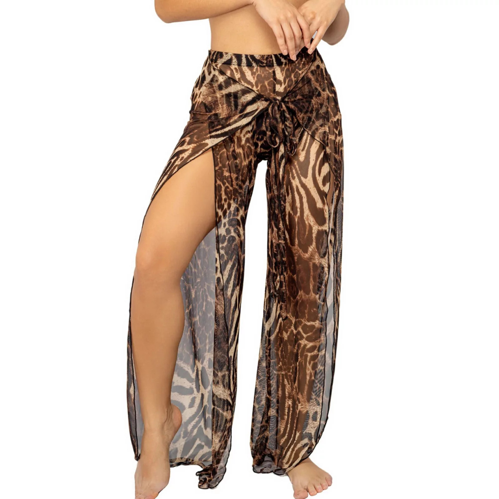 Women's Jordan Taylor Animal Skin Swim Cover-Up Harem Pant, Size: Medium, Brown | Kohl's