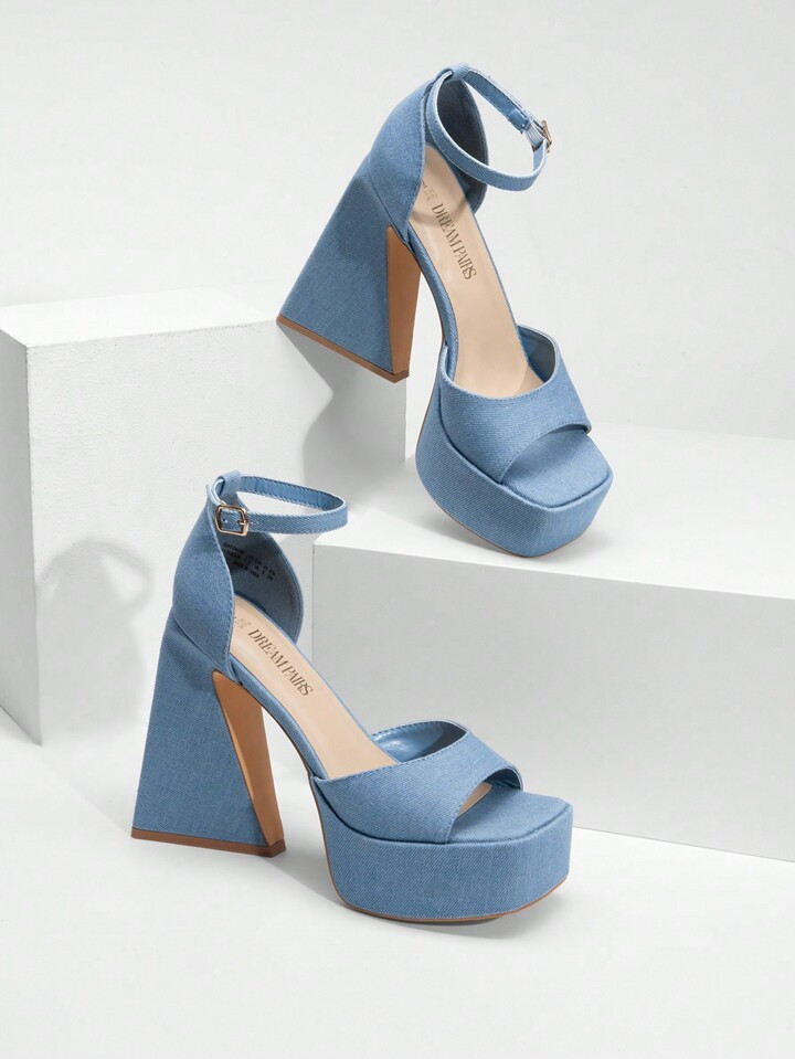 Women Ankle Strap High Platform Chunky Heeled Sandals, Fashion Heeled Sandals Perfect For Prom, P... | SHEIN